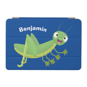 Cute green happy grasshopper cartoon iPad mini cover