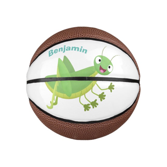 Cute green happy grasshopper cartoon mini basketball (Front)