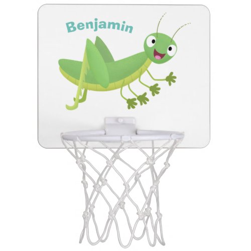 Cute green happy grasshopper cartoon mini basketball hoop