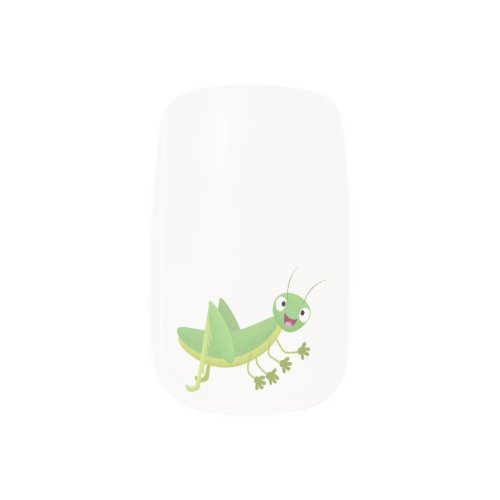 Cute green happy grasshopper cartoon minx nail art