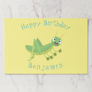 Cute green happy grasshopper cartoon paper pad