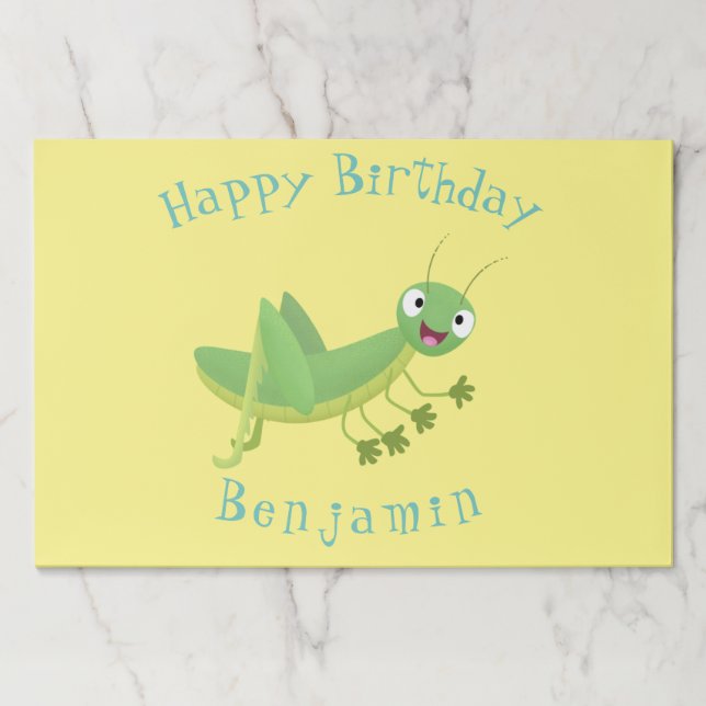 Cute green happy grasshopper cartoon paper pad (Front)
