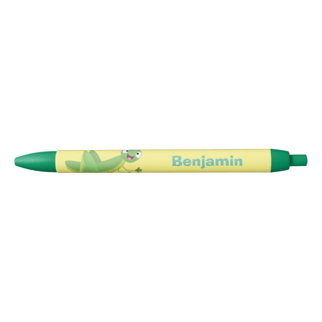 Cute green happy grasshopper cartoon pen (Front)