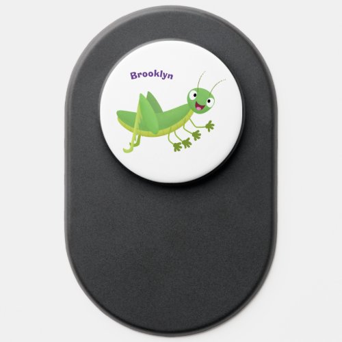 Cute green happy grasshopper cartoon PopSocket