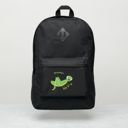 Cute green happy grasshopper cartoon port authority backpack