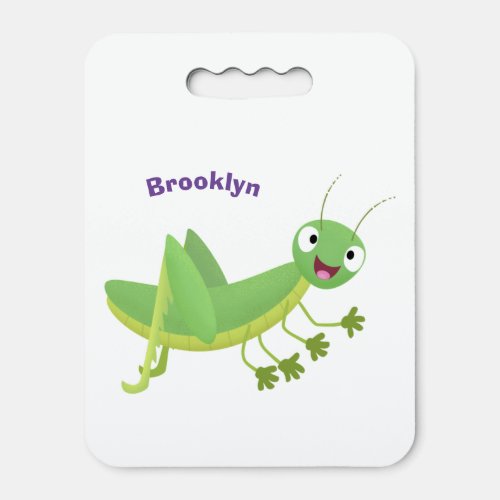 Cute green happy grasshopper cartoon seat cushion