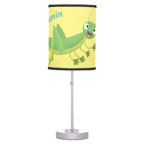 Cute green happy grasshopper cartoon table lamp