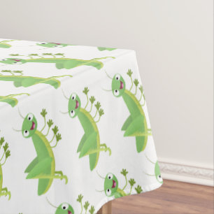 Cute green happy grasshopper cartoon tablecloth