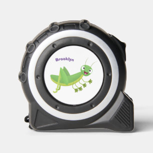 Cute green happy grasshopper cartoon tape measure