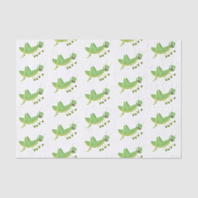Cute green happy grasshopper cartoon tissue paper (Front)