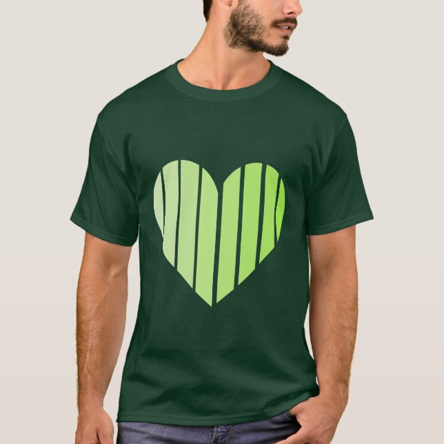 Cute Green Heart Printed T-Shirt  (Front)