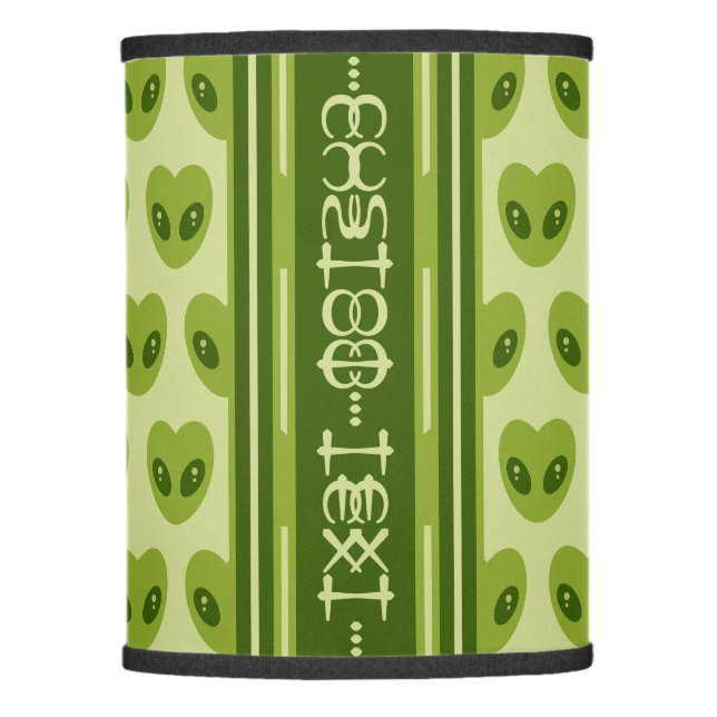 Cute Green Heart-Shaped Alien Your Name in Glyphs Lamp Shade (Front)