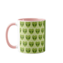 Cute Green Heart-Shaped Alien Your Name in Glyphs