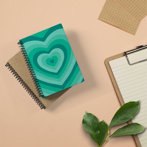 Cute Green Heart Shaped Spiral Notebook