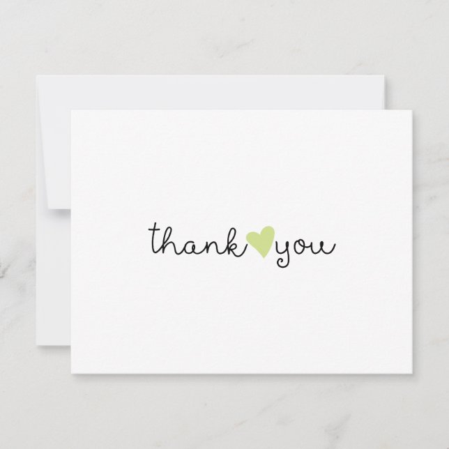 Cute Green Heart Thank You Card (Front)