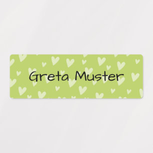 Cute Green Hearts Personalized Name Kids' Labels