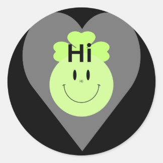 Cute green Hi heart sticker