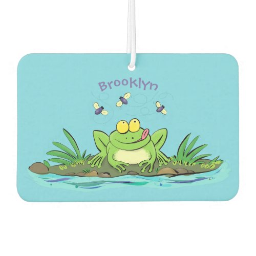 Cute green hungry frog cartoon illustration air freshener