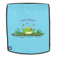 Cute green hungry frog cartoon illustration
