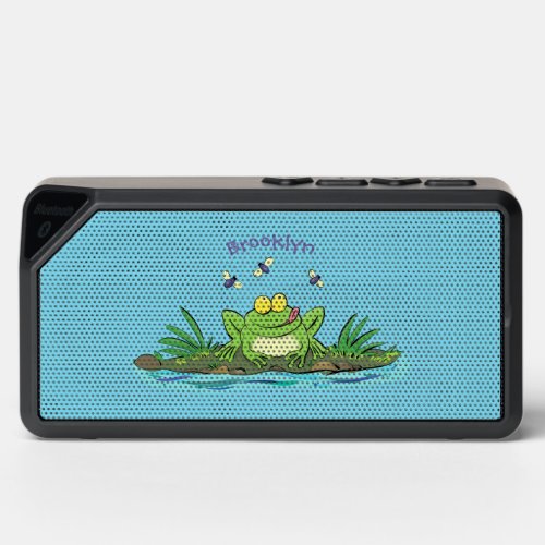 Cute green hungry frog cartoon illustration  bluetooth speaker