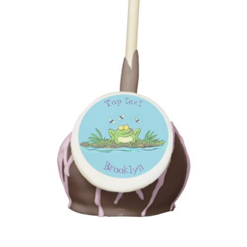 Cute green hungry frog cartoon illustration cake pops