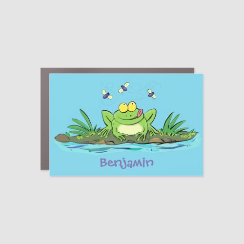 Cute green hungry frog cartoon illustration car magnet