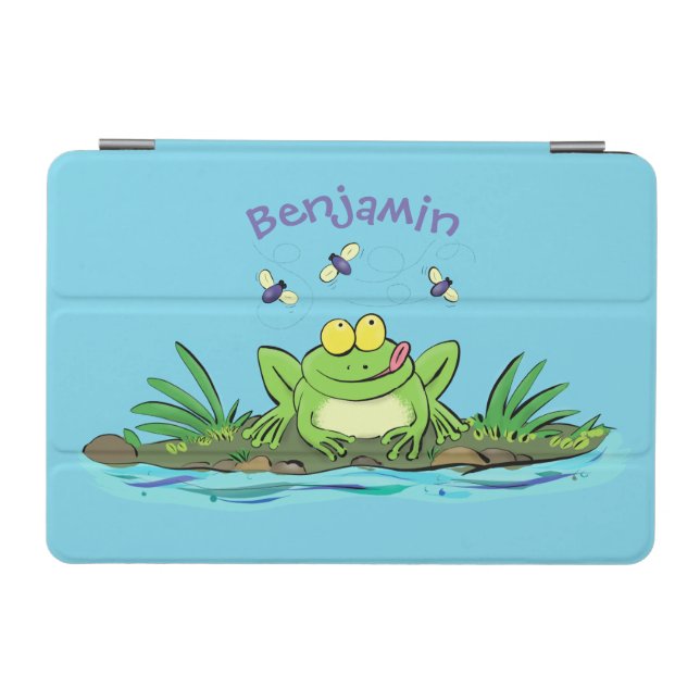 Cute green hungry frog cartoon illustration iPad mini cover (Horizontal)