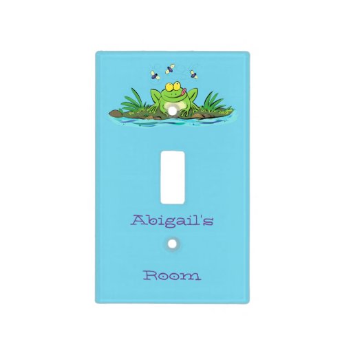 Cute green hungry frog cartoon illustration light switch cover