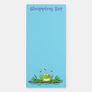 Cute green hungry frog cartoon illustration magnetic notepad