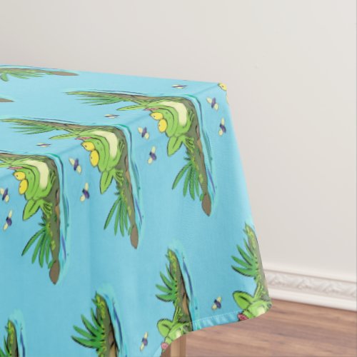 Cute green hungry frog cartoon illustration tablecloth