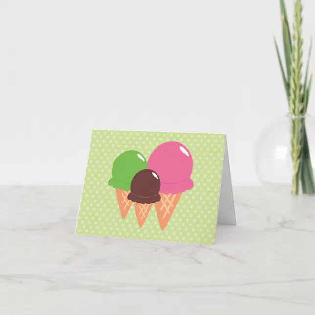 Cute Green Ice Cream Cone Thank You Cards Zazzle