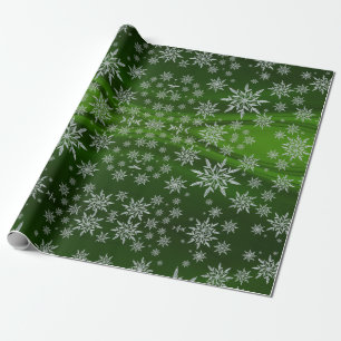 Cute Green Ice Crystal Snowflakes Christmas Wrapping Paper