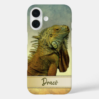 Cute Green Iguana Personalizable iPhone 16 Case