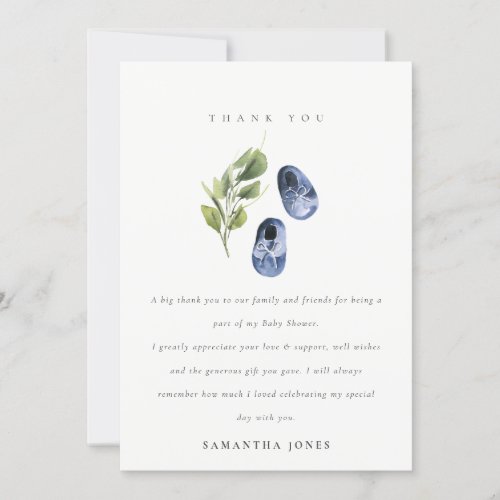 Cute Green Ink Blue Boy Shoes Foliage Baby Shower