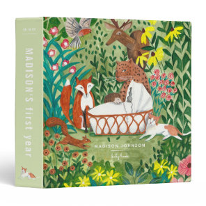 Cute Green Jungle Animals Baby book 3 Ring Binder