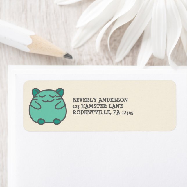 Cute Green Kawaii Hamster Return Address Label (Insitu)