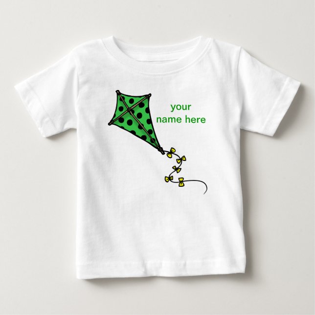 Cute Green Kite Toddler Long Sleeves Baby T-Shirt (Front)