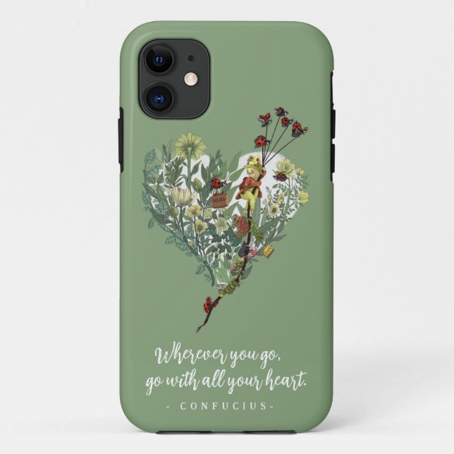 Cute Green Lady Bug Inspirational Adventure Quote  Case-Mate iPhone Case (Back)