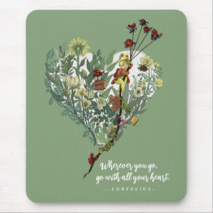 Cute Green Lady Bug Inspirational Adventure Quote  Mouse Pad