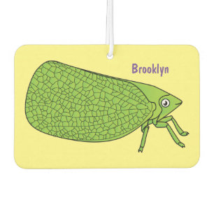 Cute green leaf hopper insect cartoon illustration air freshener