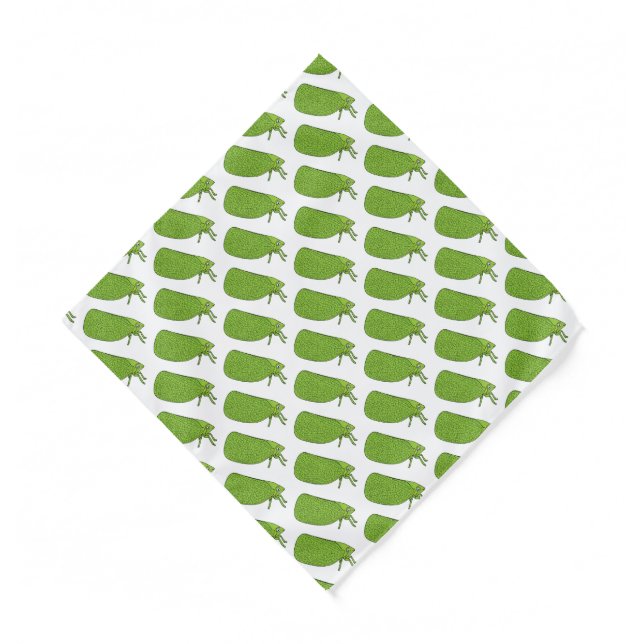 Cute green leaf hopper insect cartoon illustration bandana (Front)