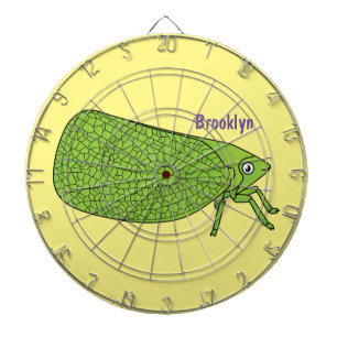 Cute green leaf hopper insect cartoon illustration dart board
