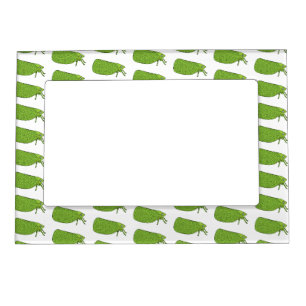 Cute green leaf hopper insect cartoon illustration magnetic frame