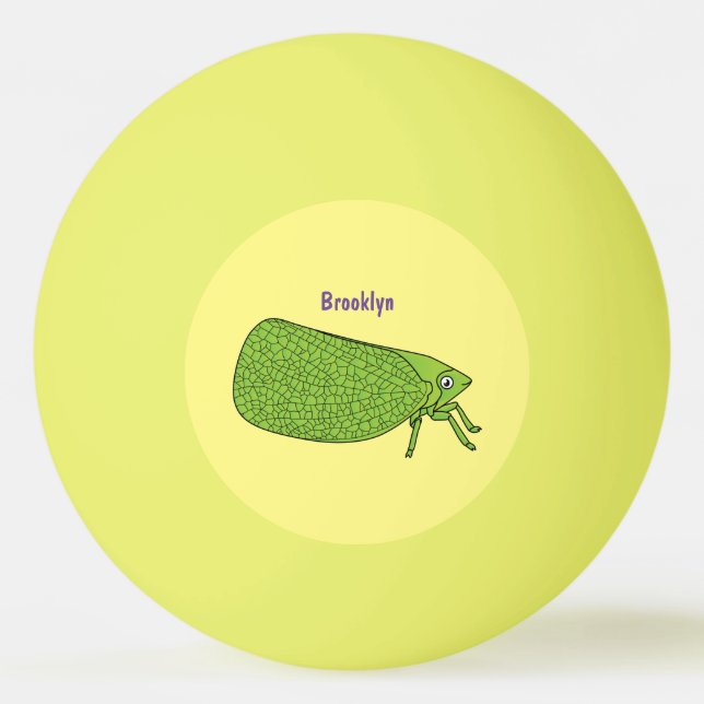 Cute green leaf hopper insect cartoon illustration ping pong ball (Front)