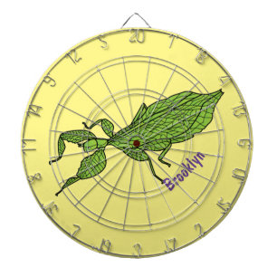 Cute green leaf insect cartoon illustration dart board