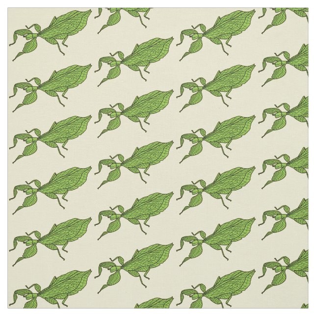 Cute green leaf insect cartoon illustration fabric (Swatch)