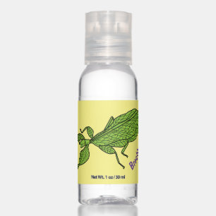 Cute green leaf insect cartoon illustration hand sanitizer