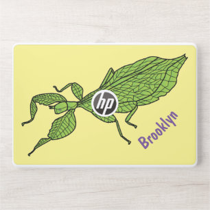 Cute green leaf insect cartoon illustration HP laptop skin