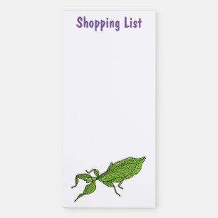 Cute green leaf insect cartoon illustration magnetic notepad