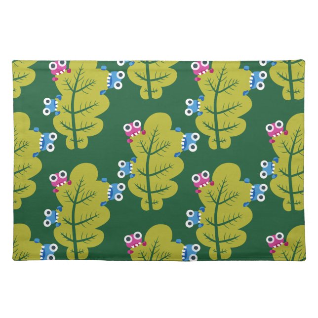 Cute Green Leaves Pattern Cloth Placemat (Front)